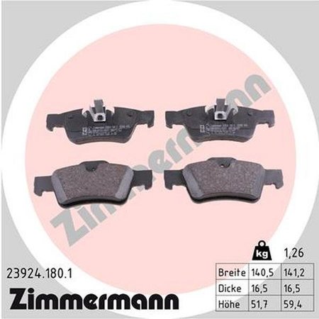 ZIMMERMANN Brake Pad Set, 23924.180.1 23924.180.1